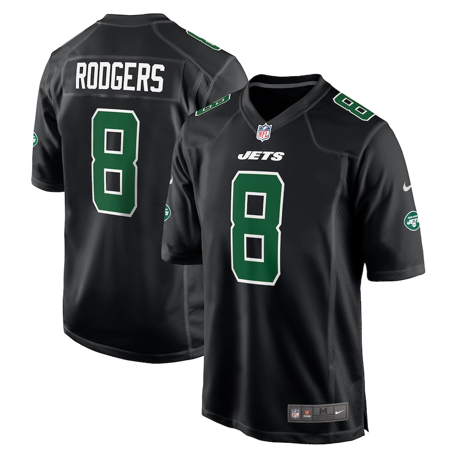 Aaron Rodgers 8 New York Jets Men Fashion Game Jersey - Black JS6994