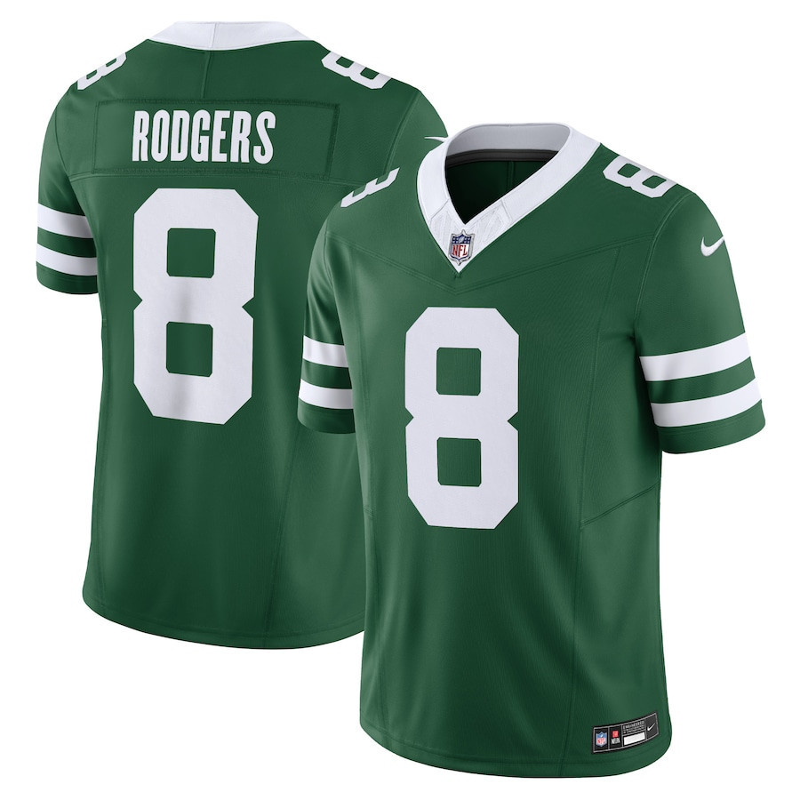 Aaron Rodgers 8 New York Jets Vapor F.U.S.E. Limited Jersey - Men, Legacy Green JS5025
