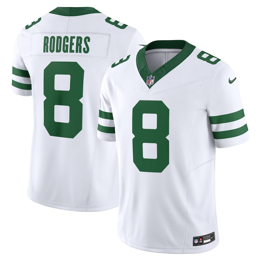 Aaron Rodgers 8 New York Jets Vapor F.U.S.E. Limited Jersey - Men, Legacy White JS8819