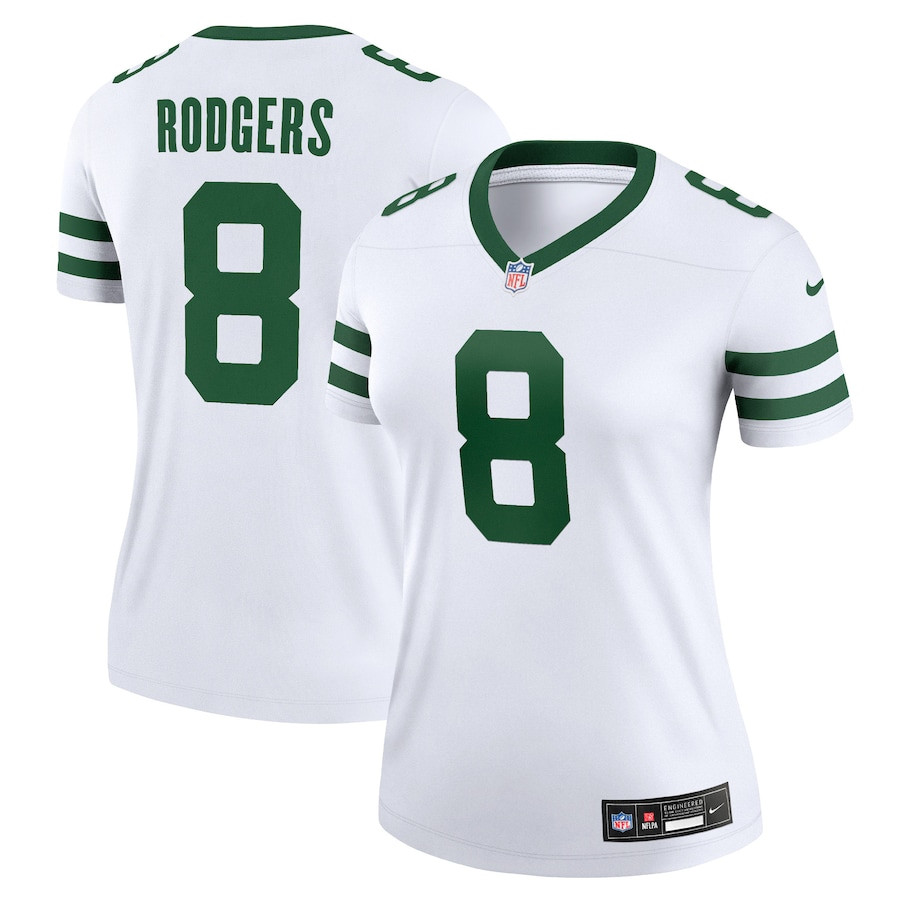 Aaron Rodgers 8 New York Jets Women Alternate Legend Jersey - Spotlight White JS8007