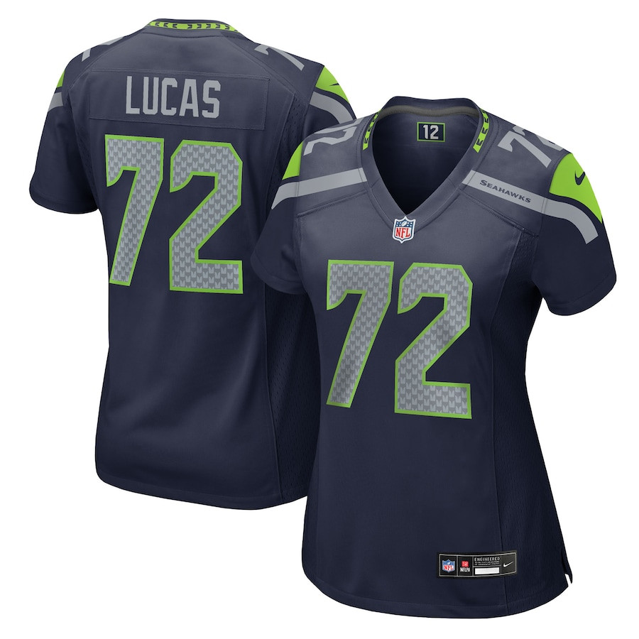 Abraham Lucas 72 Seattle Seahawks Women's Team Game Jersey - College Navy JS3307