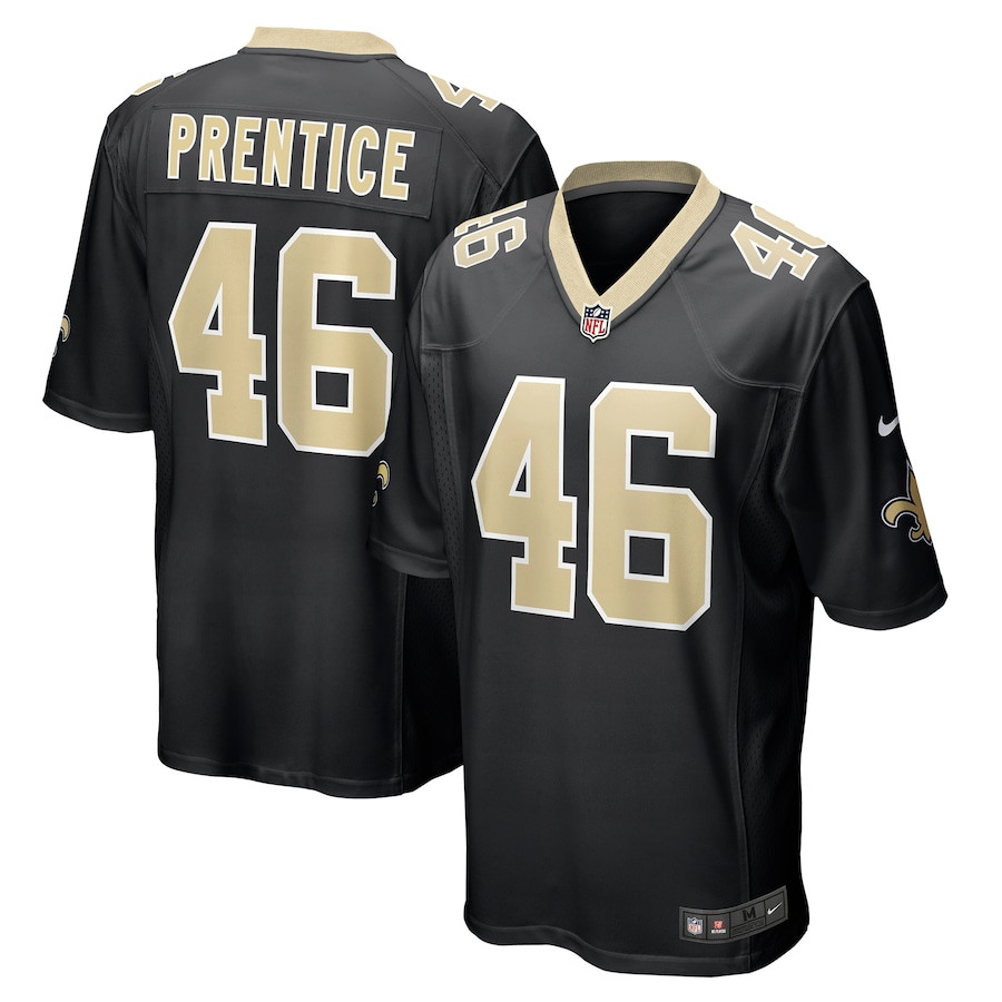 Adam Prentice 46 New Orleans Saints Men Game Jersey - Black JS7579