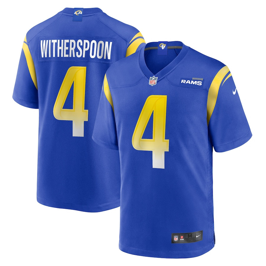 Ahkello Witherspoon 4 Los Angeles Rams Team Game Men Jersey - Royal JS6032