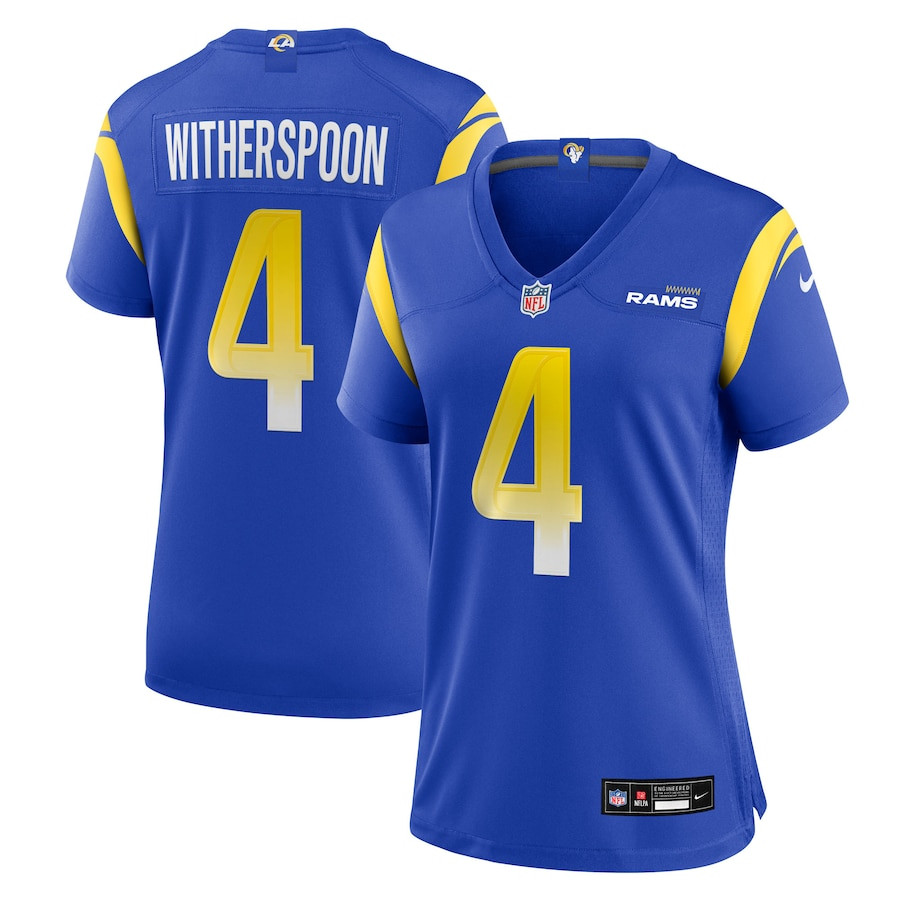 Ahkello Witherspoon 4 Los Angeles Rams Women's Team Game Jersey - Royal JS6421