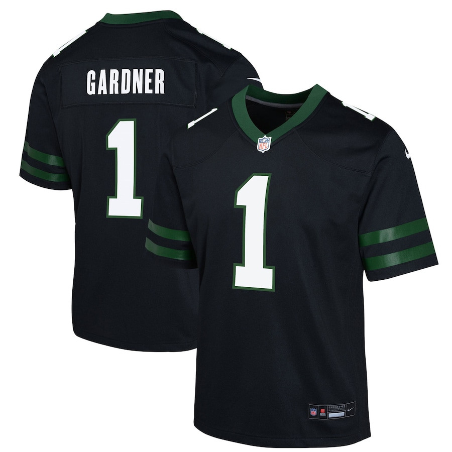 Ahmad Sauce Gardner 1 New York Jets Alternate Game YOUTH Jersey - Legacy Black JS1384