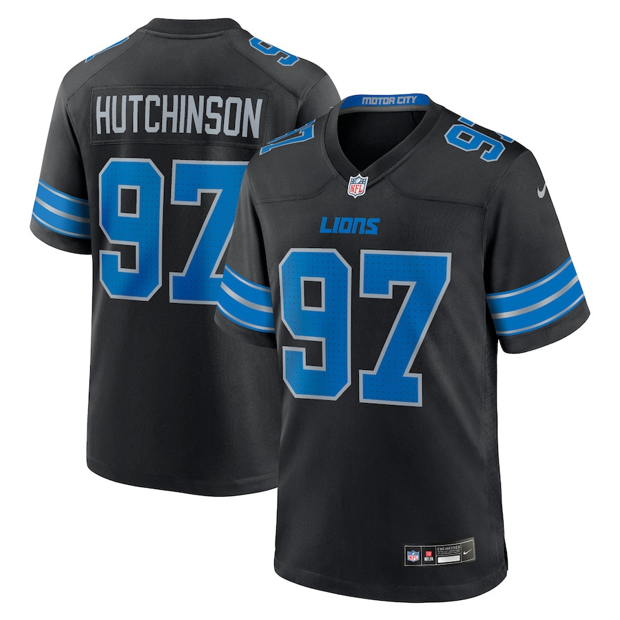 Aidan Hutchinson 97 Detroit Lions 2nd Alternate Game Jersey - Men, Black JS3855