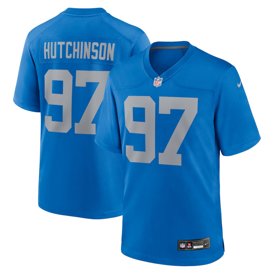 Aidan Hutchinson 97 Detroit Lions Alternate Game Men Jersey - Blue JS5427