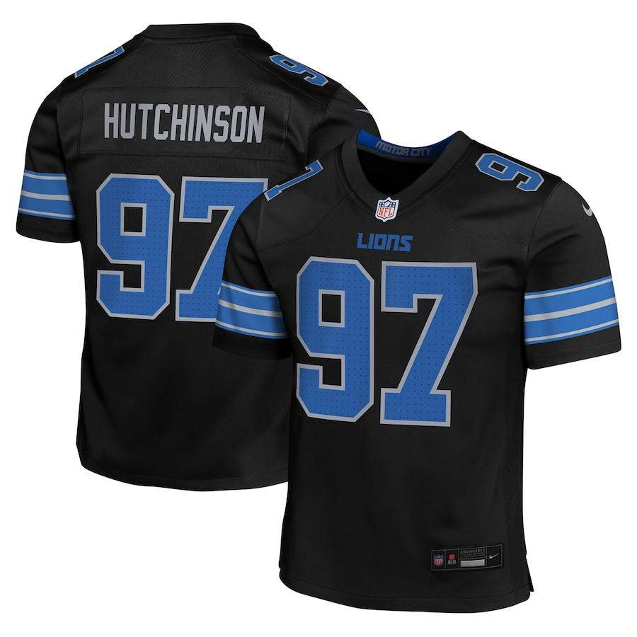 Aidan Hutchinson 97 Detroit Lions Alternate Player Game YOUTH Jersey - Black JS7323