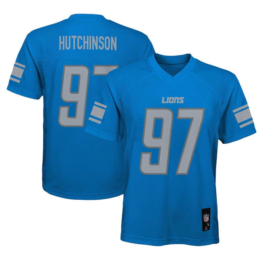 Aidan Hutchinson 97 Detroit Lions Alternate YOUTH Jersey - Blue JS1823