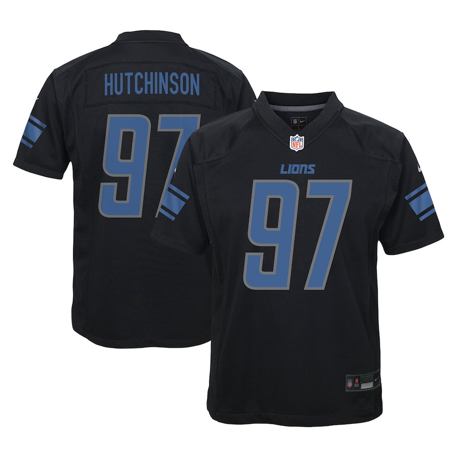 Aidan Hutchinson 97 Detroit Lions Fashion Game YOUTH Jersey - Black JS6723