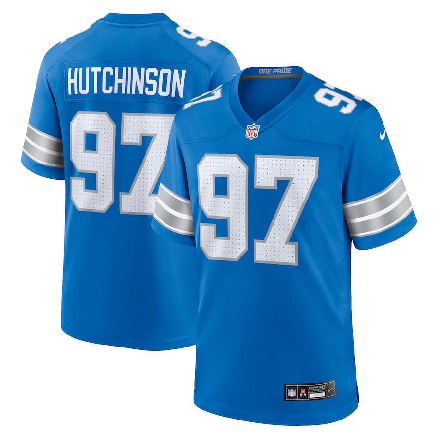 Aidan Hutchinson 97 Detroit Lions Game Jersey - Men, Blue JS7967