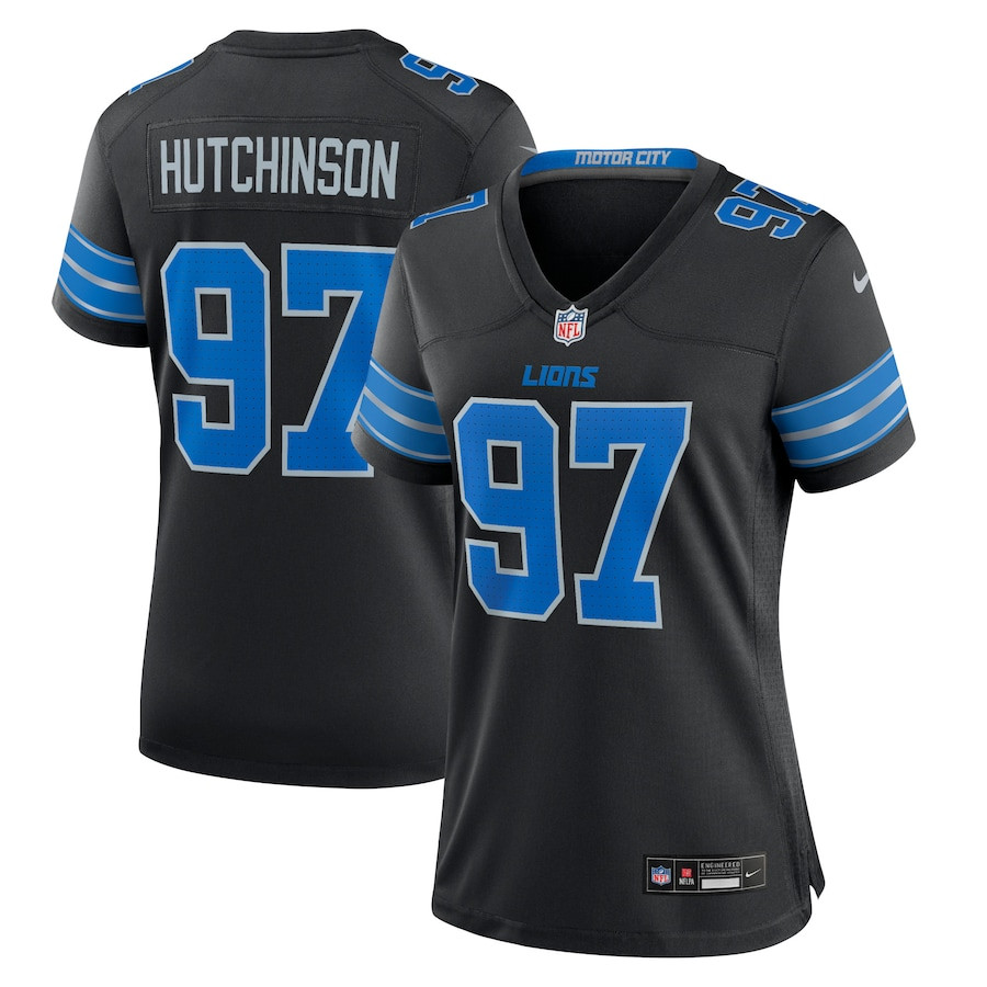 Aidan Hutchinson 97 Detroit Lions Women's Alternate Game Jersey - Black JS2644