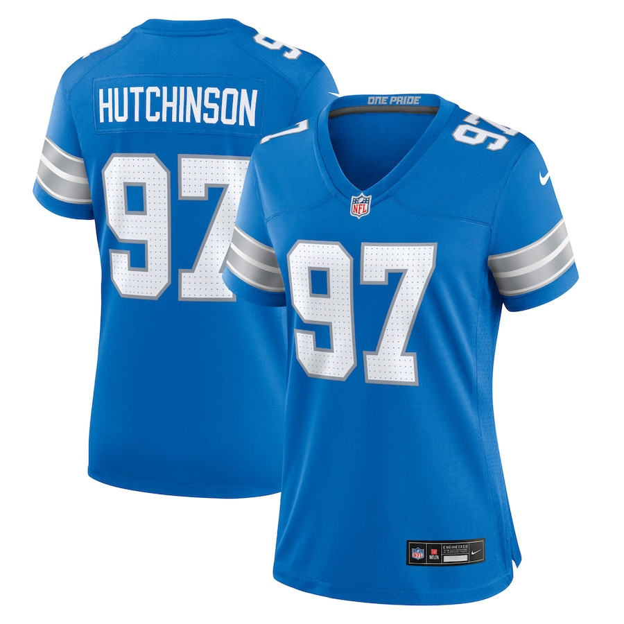 Aidan Hutchinson 97 Detroit Lions Women's Team Game Jersey - Blue JS4659