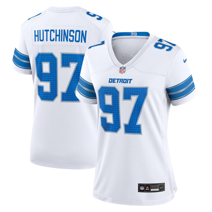 Aidan Hutchinson 97 Detroit Lions Women's White Game Jersey - White JS7656