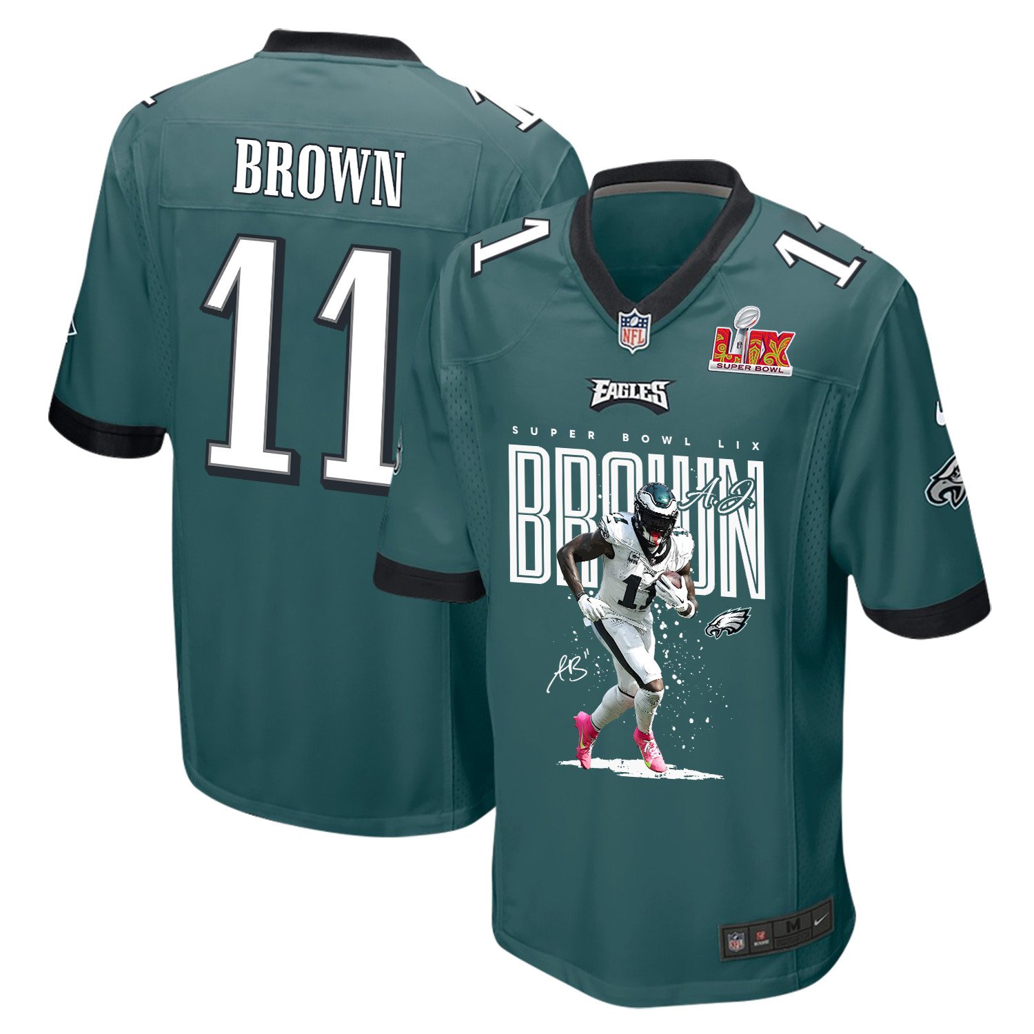 A.J. Brown 11 Philadelphia Eagles 'A.J.'s TD Tango' Game Men Jersey - Midnight Green JS9035