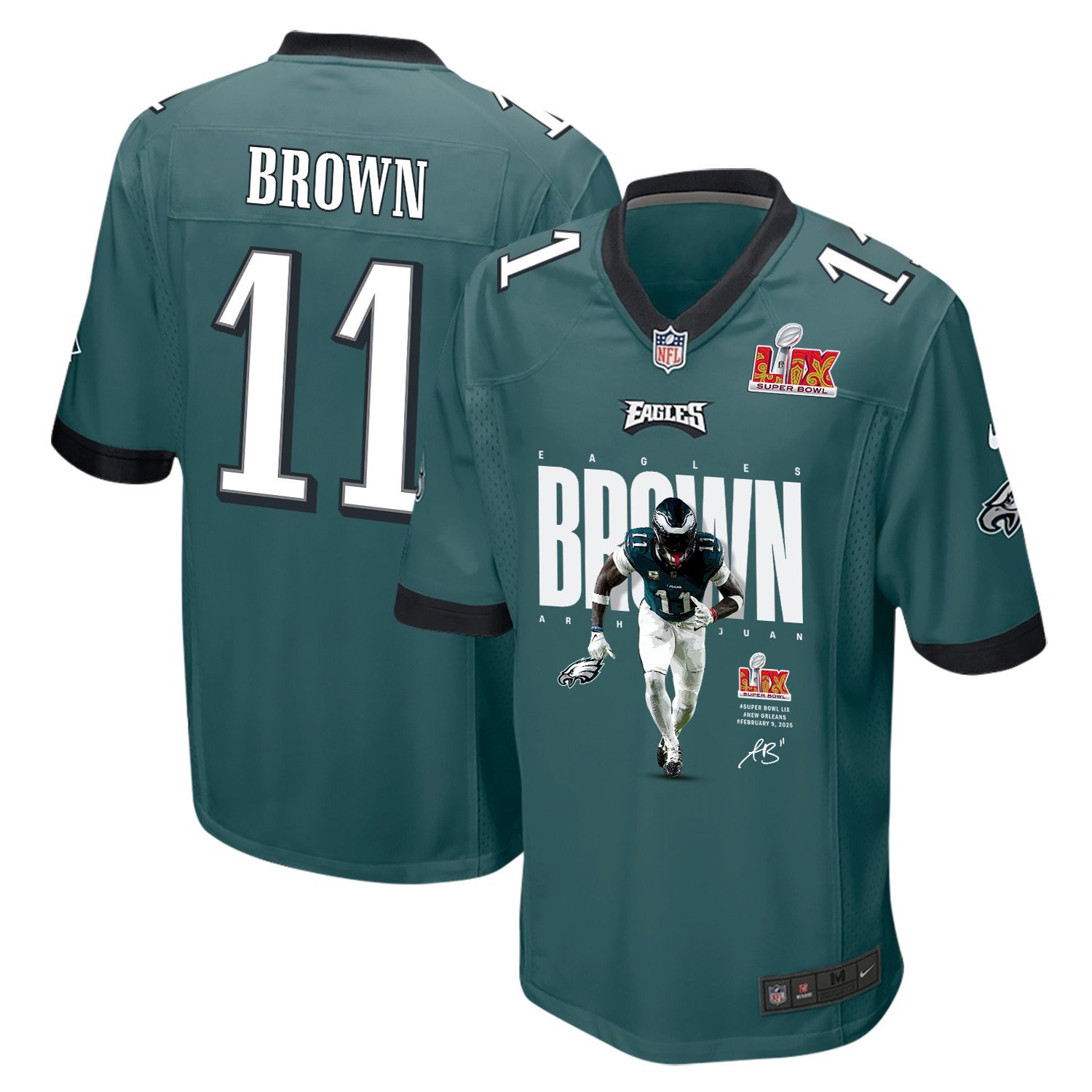 A.J. Brown 11 Philadelphia Eagles 'Brown's Yard Warriors' Game Men Jersey - Midnight Green JS7572