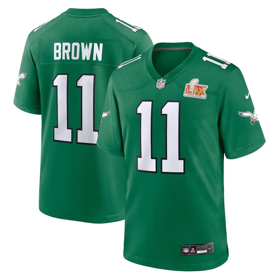 A.J. Brown 11 Philadelphia Eagles Super Bowl LIX 2nd Alternate Game Jersey - Kelly Green JS6284