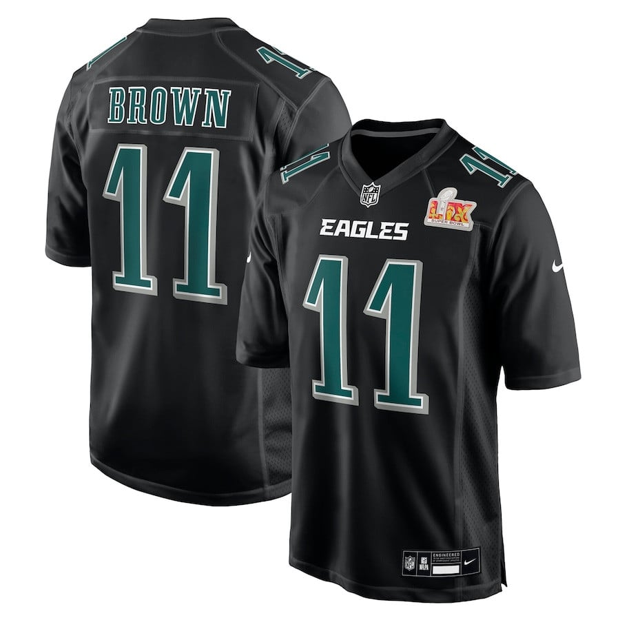 A.J. Brown 11 Philadelphia Eagles Super Bowl LIX Fashion Game Player Jersey - Carbon Black JS6595